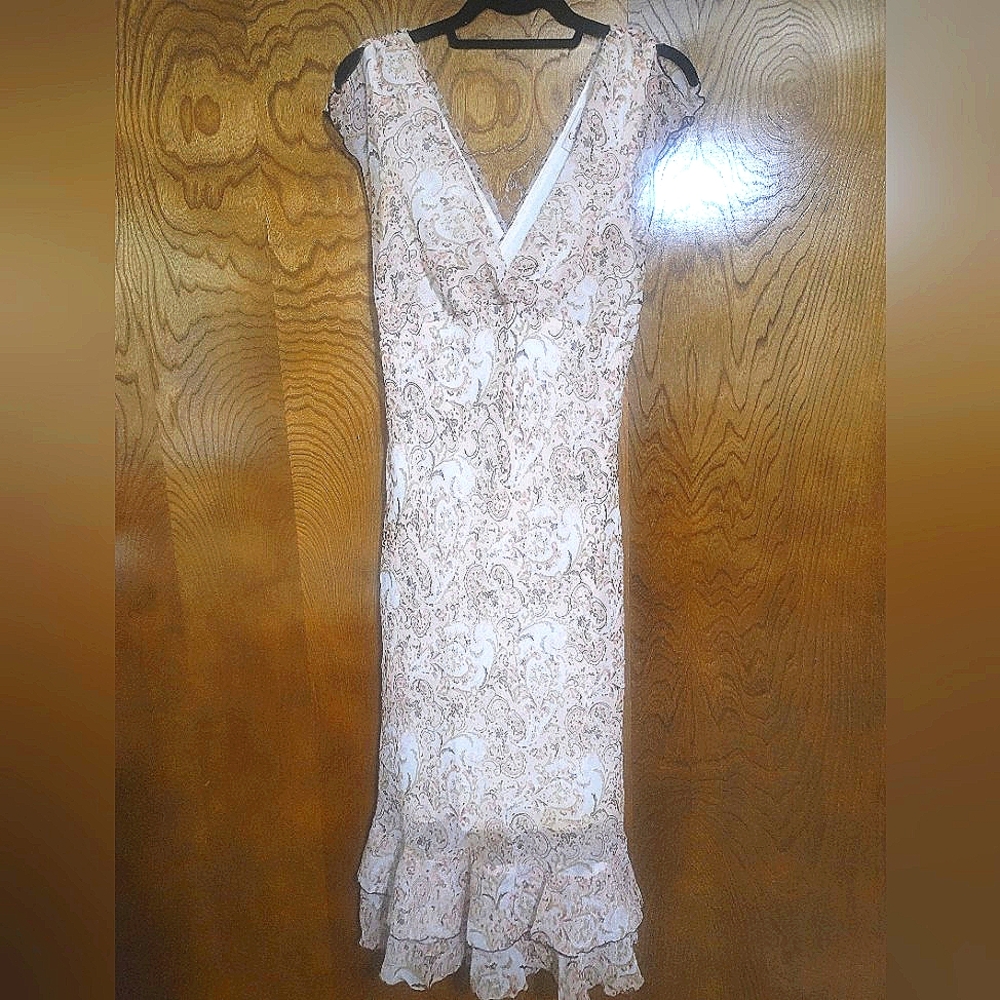 Wedding Guest Or Baby Shower Cream Paisley Dress Sz 13 Or M